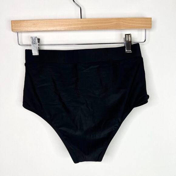 NWOT Black High Waisted Pom Pom Bikini Bottoms Small - Picture 6 of 7